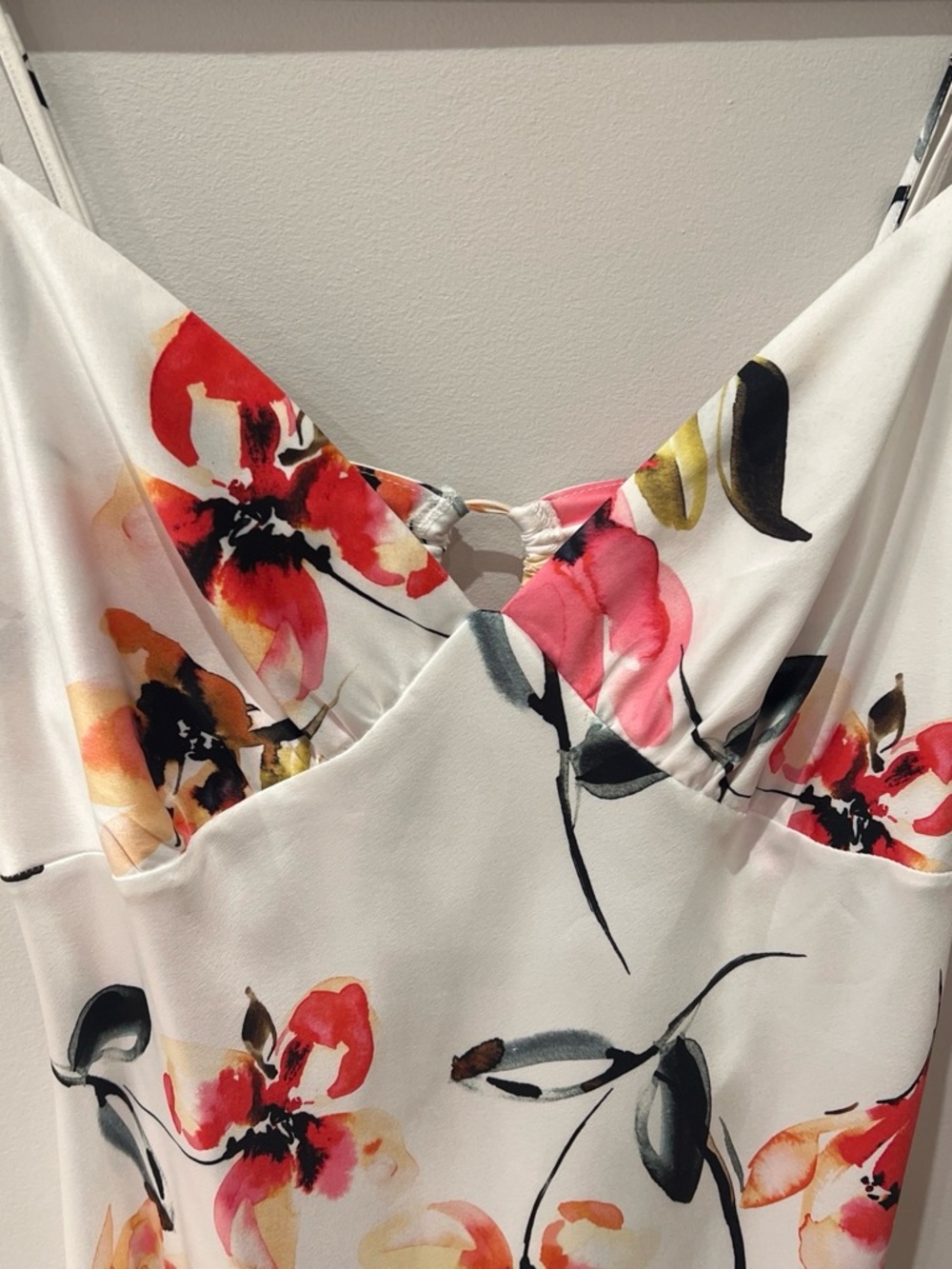 Dynamite White Midi Dress with Pink, Red & Orange Floral Print - Picture 2 of 5